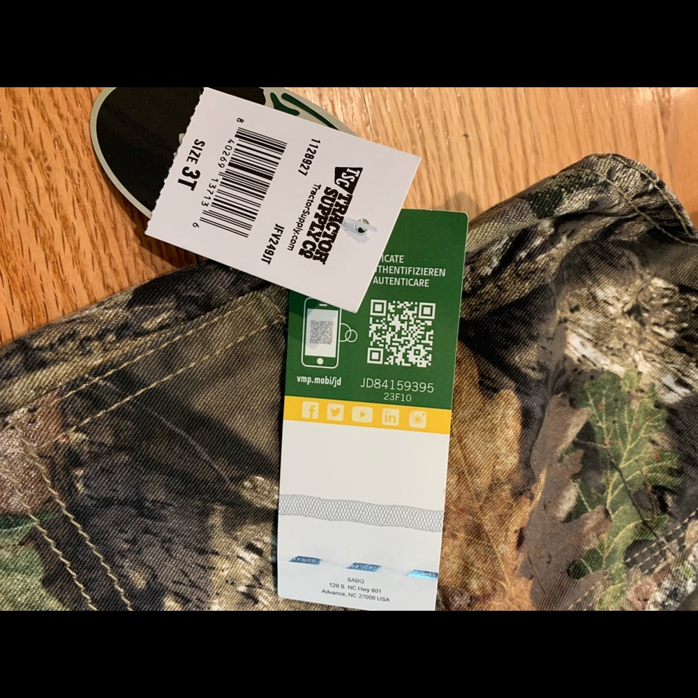 3t John Deere Mossy Oak overalls